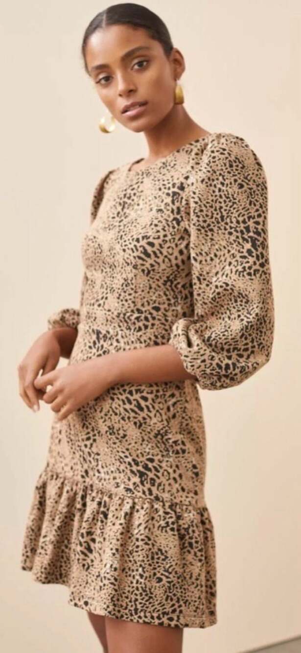Maeve by Anthropologie Animal Print Cutout Mini Dress Leopard Size 0P (2P) Chic